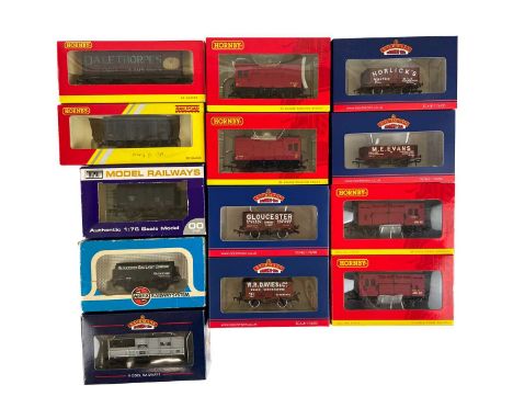 Pre-grouping to early British Railways "OO" boxed wagons (x13)  Comprising pre-grouping:Bachmann planked wagons (x4): M E Eva