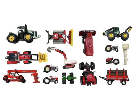 Farming / construction diecast vehicles by Siku, Joal, Britains Box containing misc. tractors / construction vehicles include