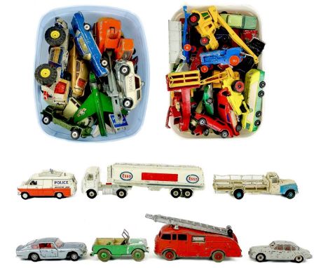 Diecast toys - Dinky, Corgi, Lesney Wire basket containing quantity of cars etc., including Dinky fire engine, Esso AEC tanke