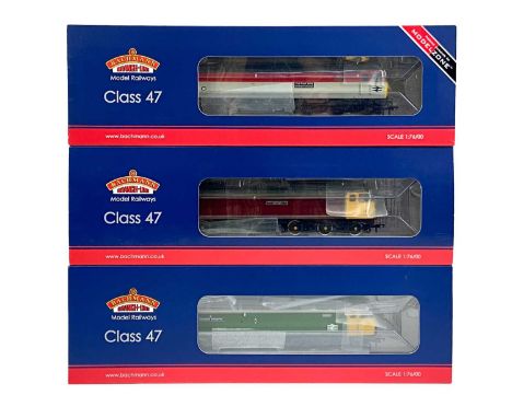 Bachmann Brush Type 4 (class 47) "OO" diesels (x3)  Comprising three boxed exclusive livery models:31-651Z Maroon and large y