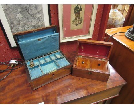 A 19th Century mahogany tea caddy and jewellery box a/f 