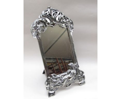 An Art Nouveau style easel back/wall hanging mirror, 50cm tall 