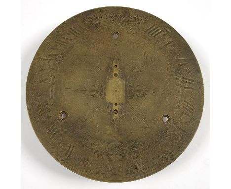 AN ENGLISH ENGRAVED BRASS&nbsp; HORIZONTAL SUNDIAL BY&nbsp; &nbsp;W AND S JONES, LONDON 1792, 22.5CM DIAM, LACKS GNOMON  