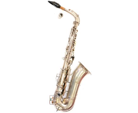 A FRENCH SILVER PLATED ALTO SAXOPHONE C1929, RENE GUENOT PARIS,&nbsp; CASED  