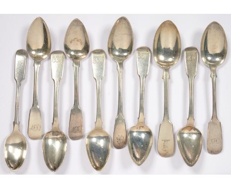 TEN VARIOUS SILVER TEASPOONS, GEORGE III AND LATER, 5OZS 13DWTS  