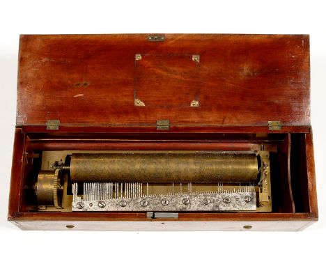 A 19TH C SWISS KEY WOUND MUSICAL BOX&nbsp; BY NICOLE FRERES WITH 33CM PINNED CYLINDER AND ONE PIECE COMB IN WALNUT CASE WITH 
