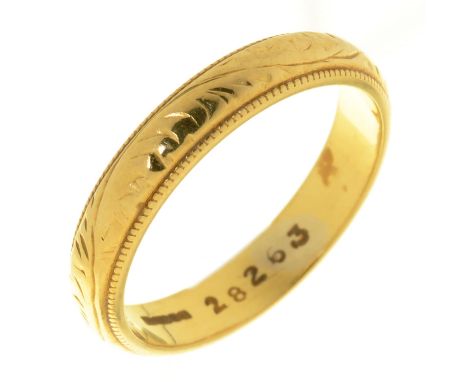 AN 18CT GOLD WEDDING RING, BIRMINGHAM 1992, 4.5G, SIZE N ½  LIGHT SURFACE WEAR CONSISTENT WITH AGE AND USE