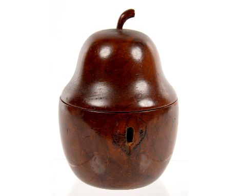 A TURNED FRUITWOOD TEA CADDY IN THE FORM OF A PEAR, 13.5CM H&nbsp;  