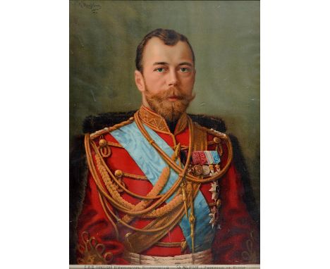 AFTER MACKIEWICZ, PORTRAIT OF NICHOLAS II, CHROMOLITHOGRAPH, 69 X 49CM  