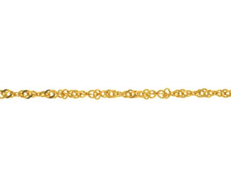 A GOLD CHAIN, 35 CM L, MARKED IN CHINESE, 3G  LIGHT WEAR CONSISTENT WITH AGE AND USE