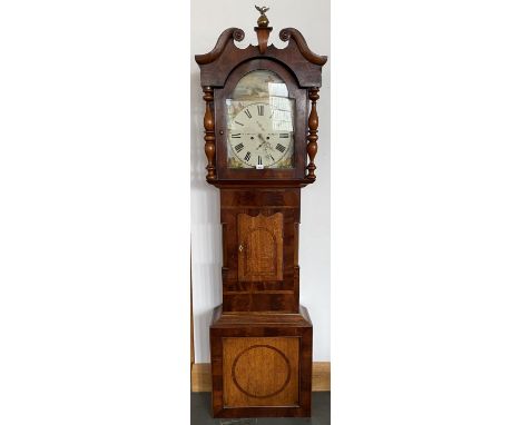 A VICTORIAN INLAID OAK AND MAHOGANY EIGHT DAY LONGCASE CLOCK, THE PAINTED DIAL INSCRIBED J RICHARDSON SELBY, 216CM H X 65CM W