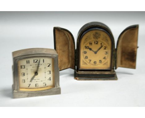 WESTERN CLOCK CO. CANADA 'WESTCLOX' POLISHED PEWTER CASED MANTEL TIME PIECE/ALARM CLOCK back plate impressed Rd 1932 made in 