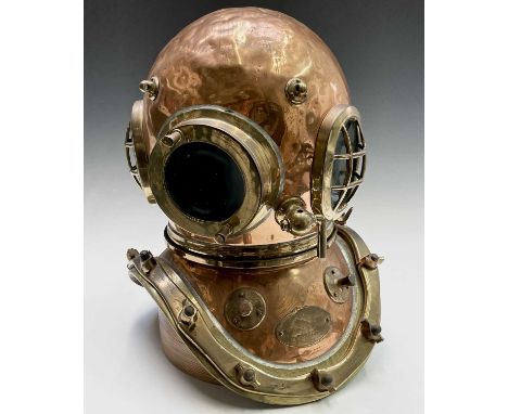 A 12-bolt copper diving helmet by Siebe Gorman & Co, London, numbered 18784 (matching), with internal communication speaker, 