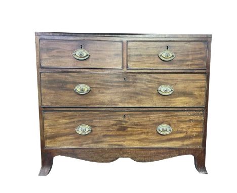 A mahogany chest of drawers, early 19th century, with two short and two long drawers, on splay feet, height 80cm, width 96cm,