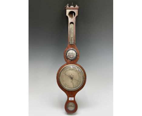 A George III mahogany wheel barometer, signed Alberna Scone Warrented Leeds. Height 96cm.Provenance:Michael Trethewey. A Gent
