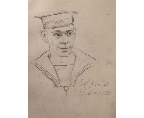 WWII Naval interest.Wartime Naval Sketchbook by James Robinson who we believe may have served on HMS Southern Prince or HMS D