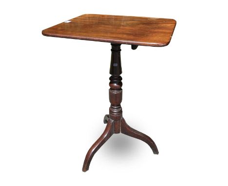 A George III mahogany pedestal occasional table, the rectangular top raised on a turned column and tripod base, height 78cm, 