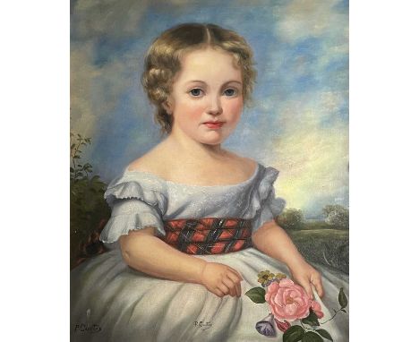 P CURTIS (20th Century British School)Portrait of a Young GirlOil on canvasSigned 58.5 x 47.5cm