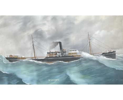 20th Century British School, Pier Head Artist Ships Portrait, The Steamer EnidwenGouacheInscribed as titled37.5 x 64.5cm (sig