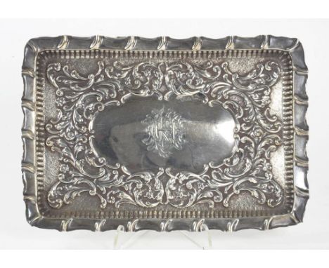 AN EDWARD VII SILVER DRESSING TABLE TRAY 27CM W SHEFFIELD 1903, 9OZS