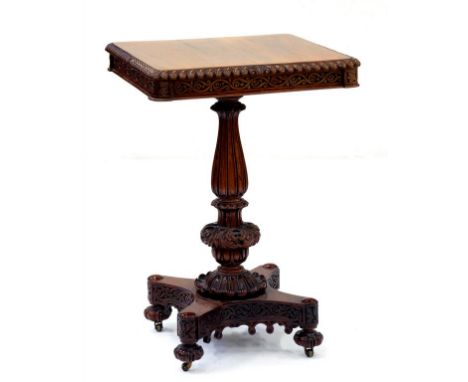 CARVED ROSEWOOD LAMP TABLE 