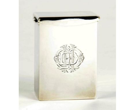 A VICTORIAN SILVER PLAYING CARD BOX OF PLAIN RECTANGULAR DESIGN 7.5CM H CHESTER 1900, 3OZS