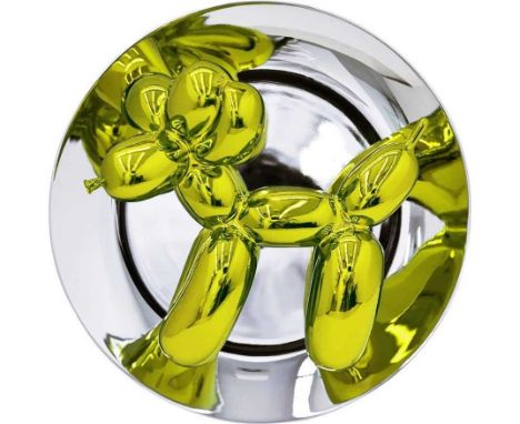 Jeff Koons (American 1955-), 'Balloon Dog (Yellow)', 2015, metallic porcelain plate multiple, stamped with the Artists signat