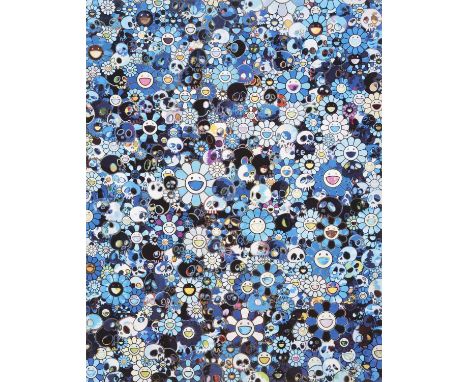 Takashi Murakami (Japanese 1962-), 'Blue Flower &amp; Skulls', 2012, offset lithograph in colours on wove paper, signed and n