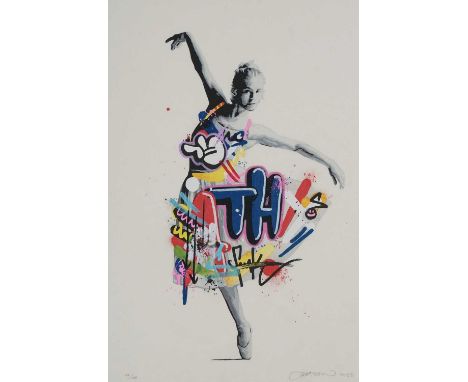 Martin Whatson (Norwegian 1984-), 'Dancer (Hand Finished)', 2022, Woodblock Print and Hand Drawing with paint on Japanese Pap