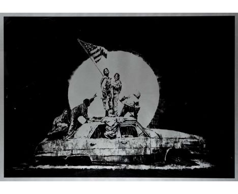 Banksy (British 1974-), ‘Flag (Silver)’, 2006, screenprint on silver cheomalux paper, numbered from an edition of 1000 in bla