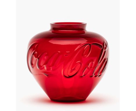 Ai Weiwei (Chinese 1957-), 'Glass Vase', 2023, cast vase in translucent red glass, engraved with the Artists signature to the