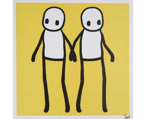 Stik (British 1979-), 'Holding Hands (Yellow)', 2020, offset lithograph in colours on wove paper, signed in black ink, sheet;