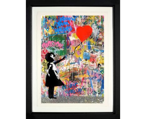 Mr Brainwash (French 1966-), 'Reach For Love', 2022, silkscreen in colours on wove paper, signed and numbered from an edition