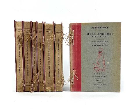 'Researches into Chinese Superstitions by Henry Dore, S. J.' First edition in the English language, seven volumes, translated