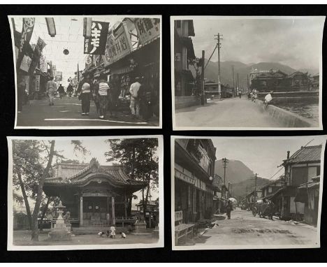 Japan interest. A collection of early 20th century photographs. A collection of over one hundred b+w photographs, taken mostl
