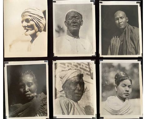 Burma interest. A collection of early 20th century photographs. Over one hundred b+w photos taken in Burma, showing monks, ma