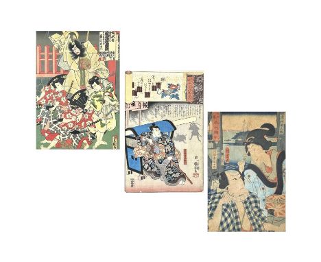 UTAGAWA KUNIYOSHI, Asagao Fuha Ban'emon from the series Genji Clouds. 36 x 24cm, together with Evening glow by KUNICHIKA TOYO