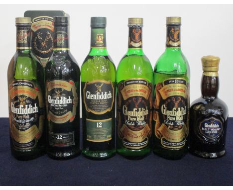 1 75-cl bt Glenfiddich Special Old Reserve Pure Malt Scotch Whisky original tin 1 70-cl bt Glenfiddich 12 YO Special Reserve 