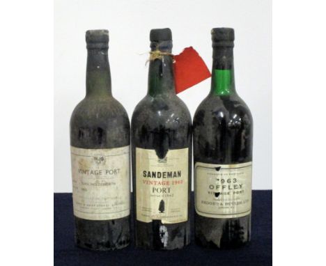 1 bt Tuke Holdsworth 1955 Vintage Port Army &amp; Navy Stored bottling ts, bs 1 bt Sandeman 1960 Vintage Port us, bs/vsl cdl 