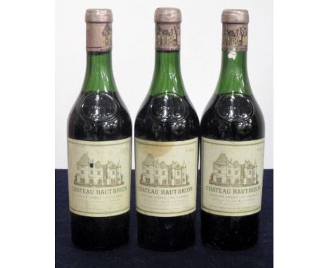 3 hf bts Ch. Haut-Brion 1959 Pessac (Graves), 1er Cru Classé, 2 x 5mm below top of button, 1 level with top of button, sl nic