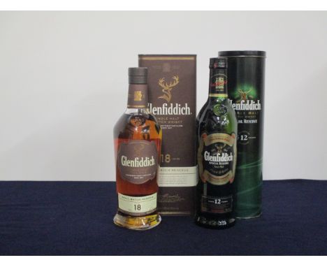 1 70-cl bt Glenfiddich 18 YO Small Batch Reserve Single Malt Scotch Whisky oc 1 70-cl bt Glenfiddich 12 YO Special Reserve Si