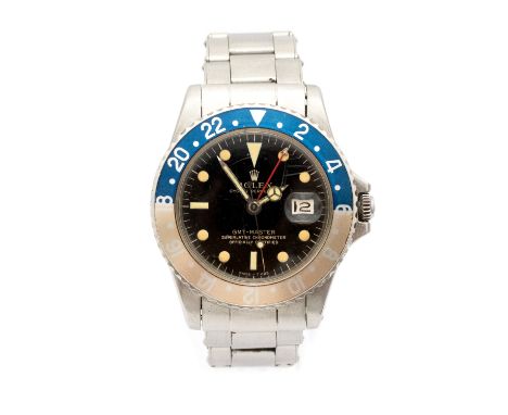 Rolex, a circa 1966 gents steel Rolex Oyster Perpetual GMT Master Superlative Chronometer, 3.5cm circular black dial with ill