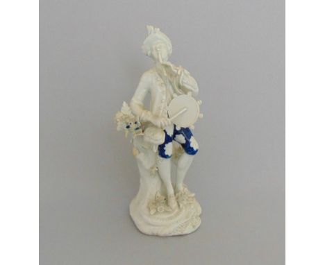 A rare Bow unfinished figure of a tambourine player, circa 1758, height 20cm

Condition: Losses
