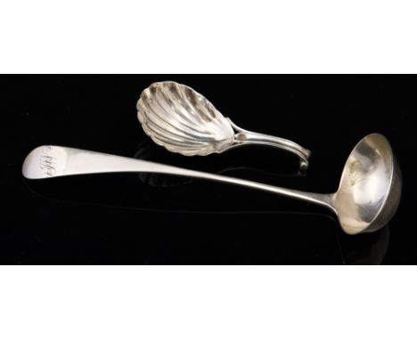 A George III provincial Scottish silver ladle in Old English pattern, maker James Erskine of Aberdeen active circa 1792-1818 