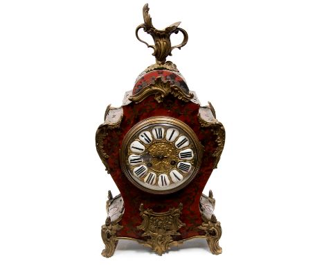 *A late 19th Century French boullework bracket clock, circa 1890, of Louis XV design, balloon shape, cast brass mounts, 13cm 