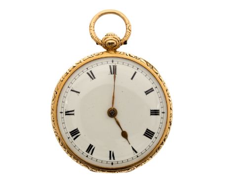 An 18ct gold William IV open faced pocket watch by William Woof, Tunbridge, No.52069, fusee movement, diamond end stone, the 