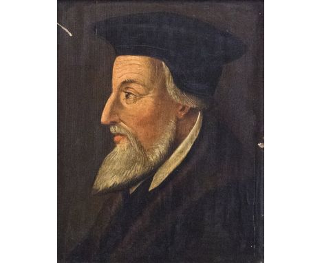 *English School, 18th Century
Portrait of Bishop Hugh Latimer, bust length in profile, in clerical robes
oil on panel 
30cm b