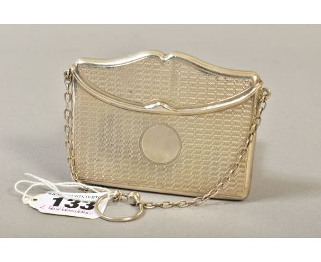 AN EDWARDIAN SILVER CARD CASE OF ENVELOPE FORM, with engine turned decoration, vacant circular cartouche, maker's Sydney &amp