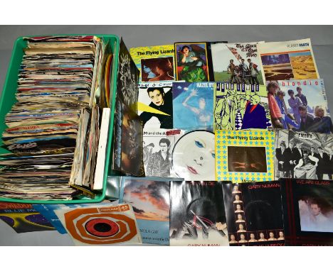 A TRAY CONTAINING APPROXIMATELY TWO HUNDRED 7'' SINGLES, including coloured vinyl and picture discs from artists such as King