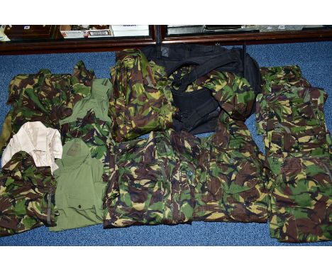 A LARGE BLACK BAG CONTAINING A LARGE NUMBER OF BRITISH ARMY CLOTHING, current DPM camouflage style to include, eleven jackets
